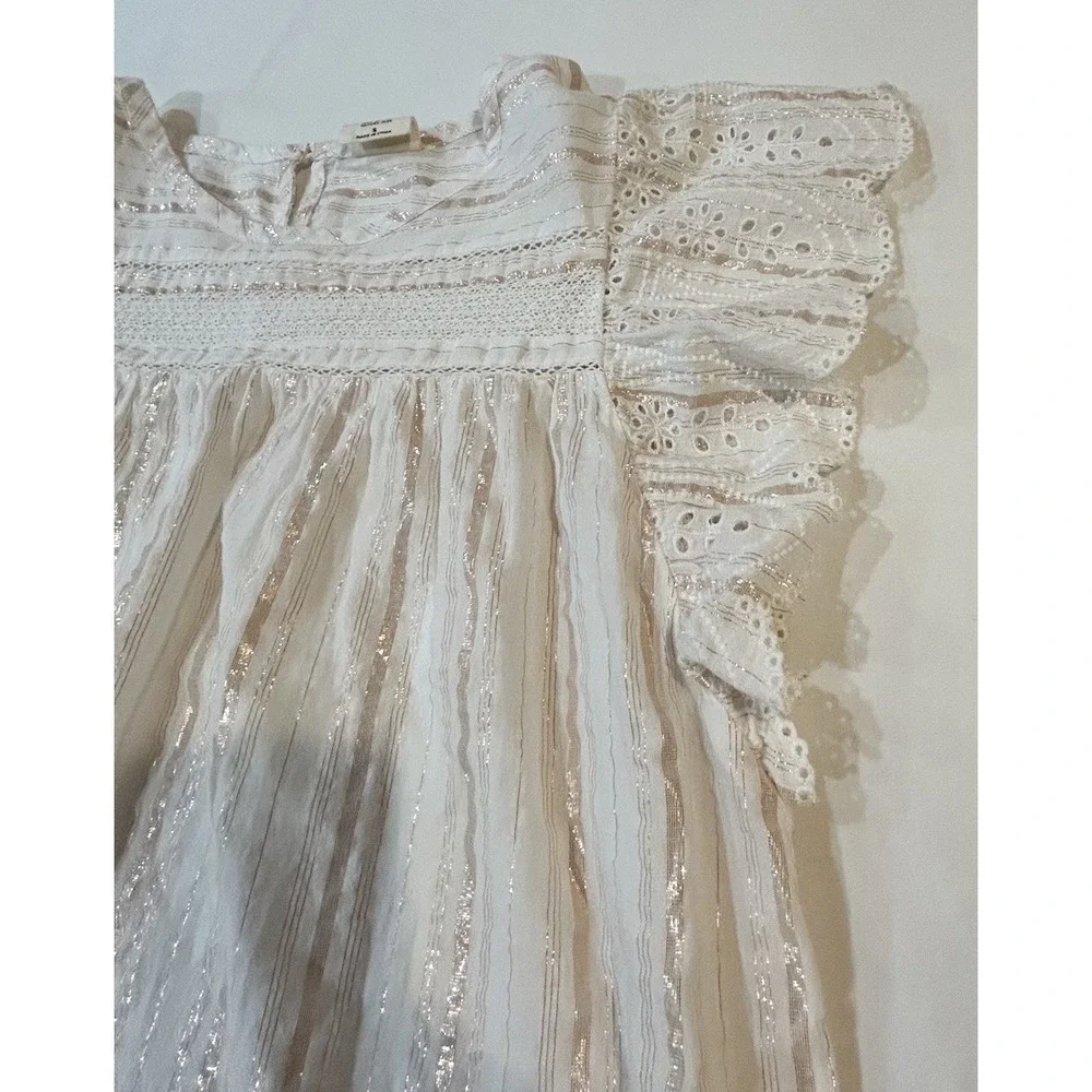 Boho western Hippie‎ Good Heart Matilda Jane mockingbird Ivory Stripe Metallic S - Picture 9 of 9